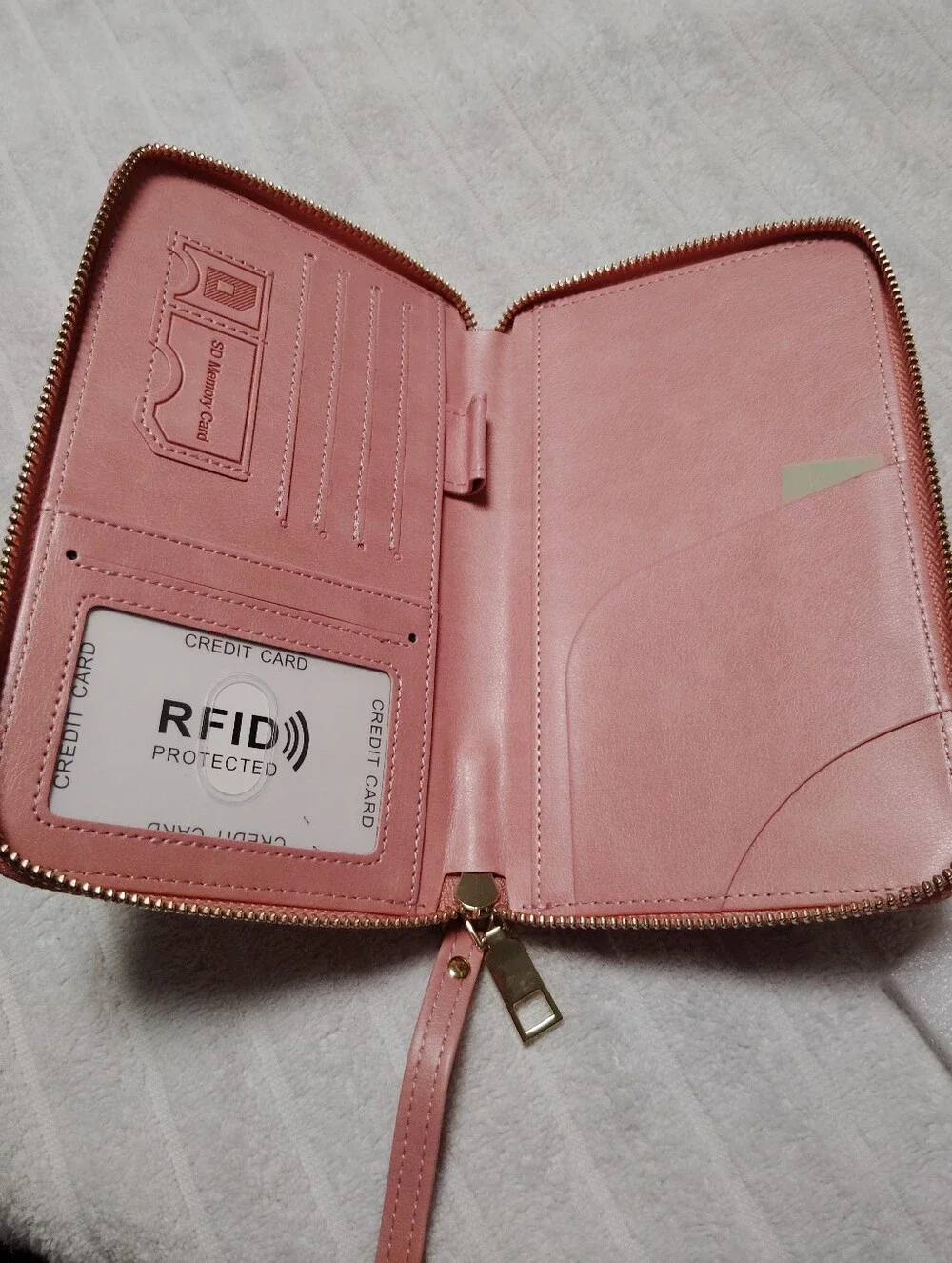 ROSE PINK ZIPPER PASSPORT TRAVEL WALLET 